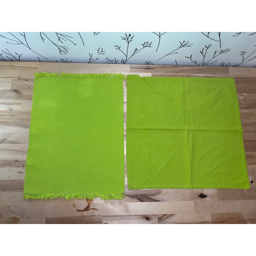 Vintage Colorful Ribbed Placemat and Napkin Set 8pc Neon Pink Green Yellow Red